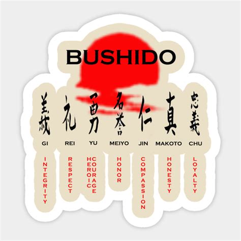 7 Virtues Of Bushido Bushido Autocollant Teepublic Fr