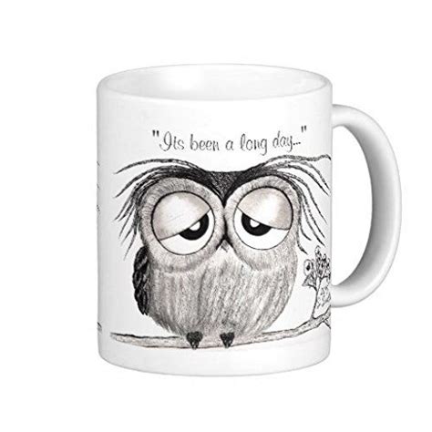 Uingshow Its Been A Long Day Sleepy Owl Ceramic Coffee Mug Tea Cup