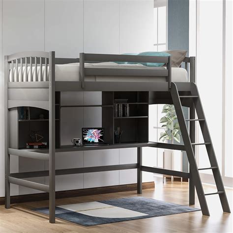 buy softsea loft bed twin size twin loft bed with desk solid wood loft bed frame with shelves