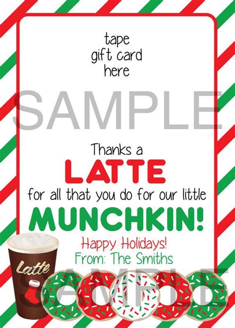 Head to the dunkin donuts gift card page. Thanks A Latte 5X7 Printable Teacher Holiday Gift Dunkin' | Etsy | Teacher holiday gifts ...