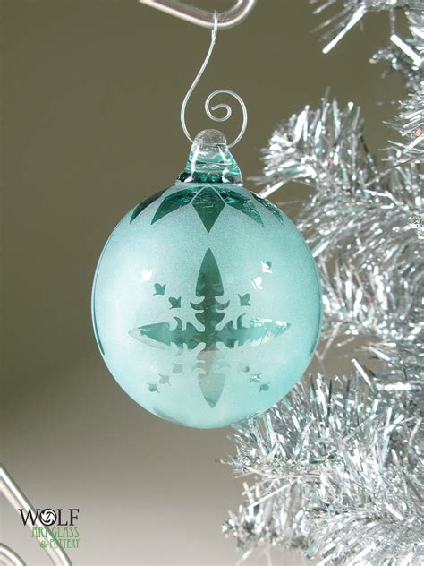 Blown Glass Christmas Tree Ornament Signature Series Teal Blue