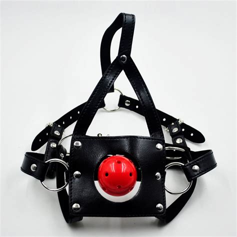 women men open mouth harness gag leather restraint fetish with red ball sex adult game toy for