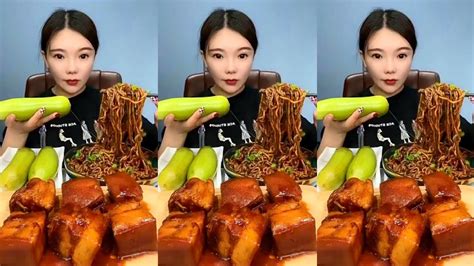 MUKBANG EATING SHOW ASMR Spicy Noodles Pork Belly CHINESE FOOD EATING CHALLENGE Belly