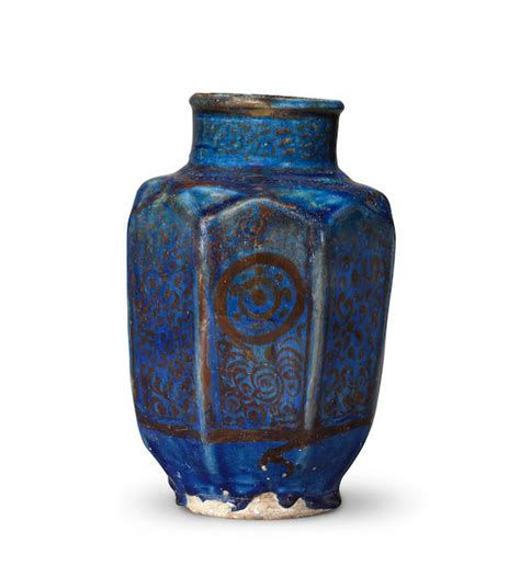 bonhams a rare kashan blue lustre pottery albarello persia 12th 13th century