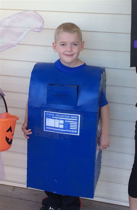 Mailbox Costume Made With A Box And Poster Board On Top Curved Part