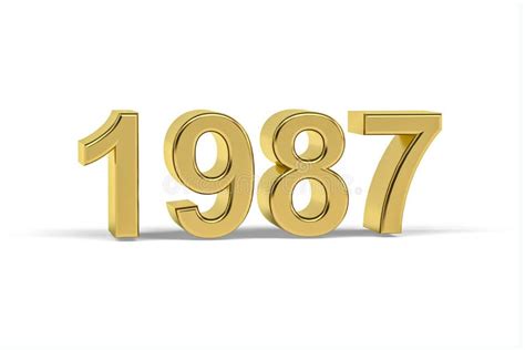 Golden 3d Number 1987 Year 1987 Isolated On White Background Stock