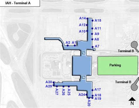 Houston Intercontinental Airport Iah Terminal A Map