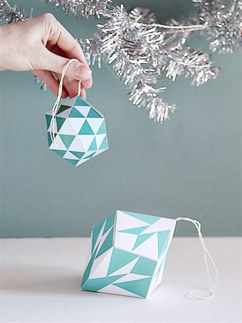 3d Christmas Ornaments 2 4 In A Set Printable Paper Etsy Papirklip
