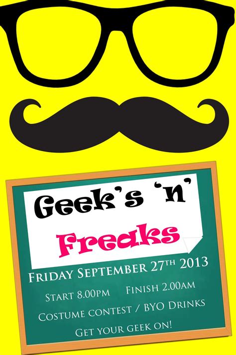 Geeks And Freaks Party Poster Nerd Party Party Poster Geek Stuff