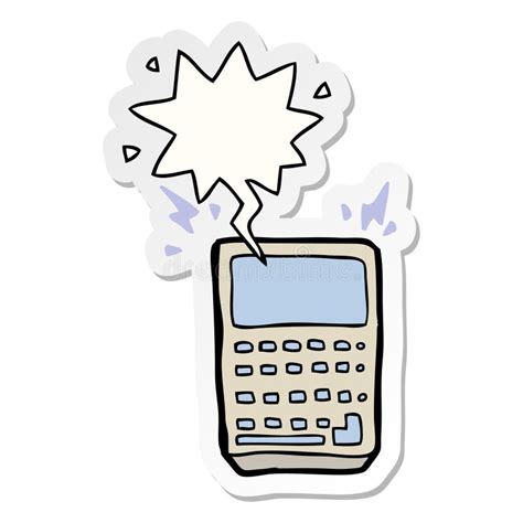 A Creative Cartoon Calculator And Speech Bubble Sticker Stock Vector