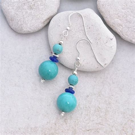 Turquoise Earrings Stirling Silver Earrings With Turquoise Etsy Uk