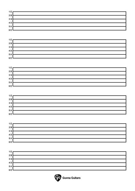 Blank Guitar Tab Printable Pdf Sheet Guitar Chord Chart Guitar Tabs