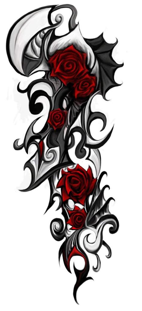 Gothic Rose Tattoo Designs Mod Tatouage Avec Motif Rose Rouge Style