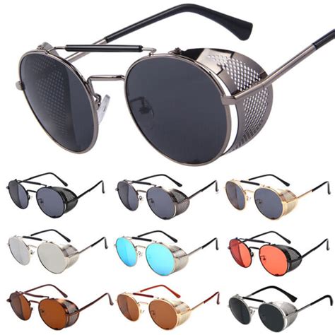 Vintage Steampunk Sunglasses Side Shield Goggles Hipster Round Glasses Eyewear Ebay