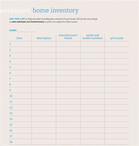 Free Home Inventory Templates In Pdf Profilartis Net