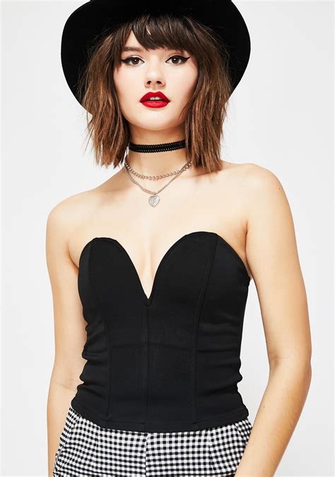 Strapless Plunging Sweetheart Bustier Top Dolls Kill