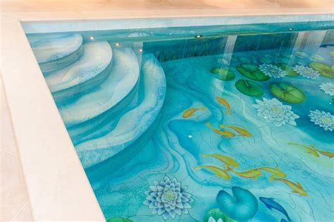 Indoor Swimming Pool Gets New Life With Water Lily Ceramic Murals
