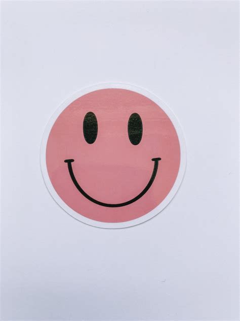 Pink Smiley Aesthetic Sticker Laptop Stickers Aesthetic Etsy