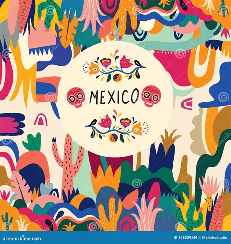 Colorful Mexican Illustration Cartoon Vector 158329849