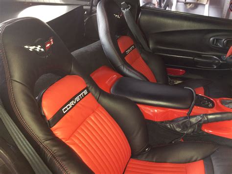 1997 2004 C5 Corvette Synthetic Leather Seat Covers Blackred