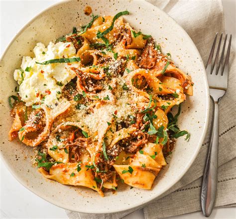 Short Rib Ragu With Pappardelle And Ricotta Pasta Recipes Beef Recipes