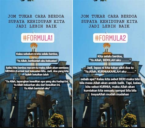 Oleh itu, berdoa dengan cara yang betul akan membuahkan hasil yang praktis. 6 Formula Berdoa - Betulkan Yang Biasa, Biasakan Yang Betul