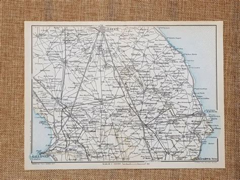 Mappa O Carta Geografica Del Lecce Otranto Pianta Citt Di Gallipoli Puglia Picclick