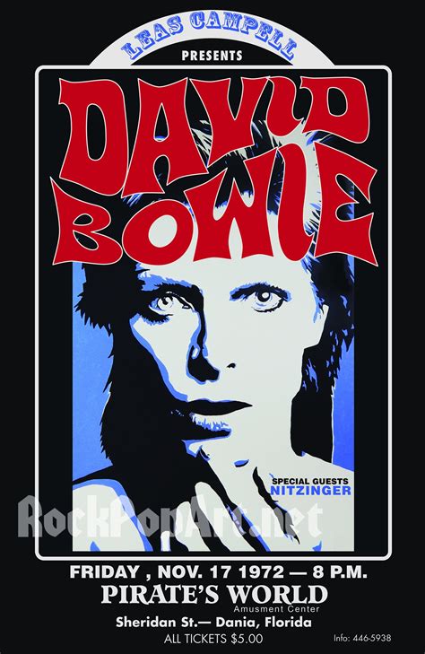 David Bowie 1972 Dania Fl Concert Poster Re Imagines The Original