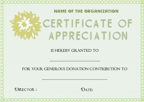 Certificate Of Appreciation For Donation Template Certificate Of