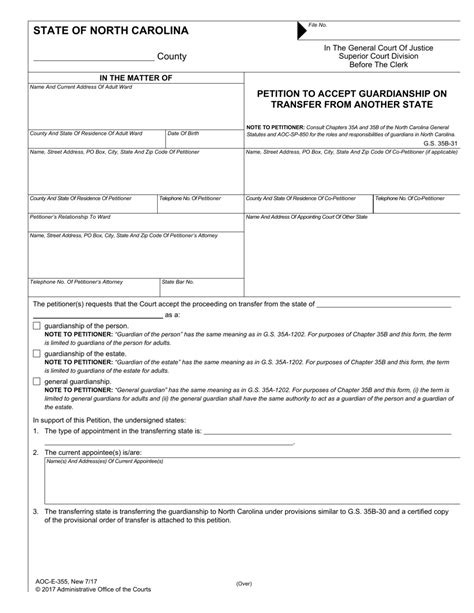Fillable Guardianship Petition Form Nc Printable Forms Free Online