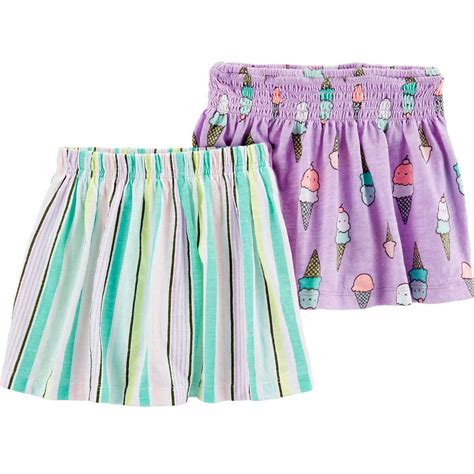 Carters Little Girls Two Piece Skort Set Stripedpurple Ice Cream