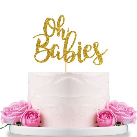 Buy Gold Glitter Oh Babies Cake Topper For Twins Baby Showergender