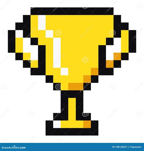 Golden Cup Pixel Art Illustration Icon Of Golden Trophy Successful