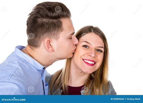 Romantic Guy Kissing His Girlfriend Stock Photo Image Of Lover