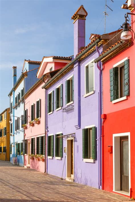 Multi Colored Houses Burano Island Venice Stock Image Image Of