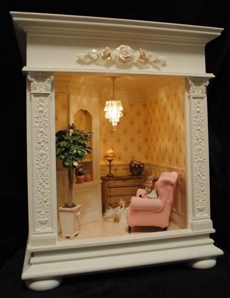Shabby Chic Roombox Miniature Dollhouse Display Case