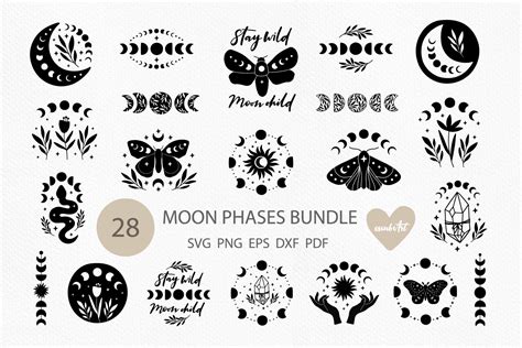 Boho Moon Phase Svg Bundle Graphic By Alenakovalart · Creative Fabrica