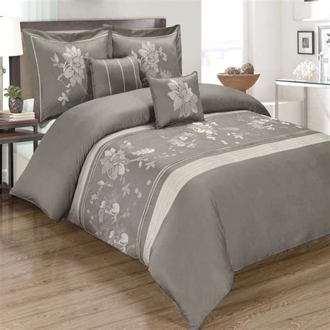 Luxury Soft 100 Cotton 5 Piece Duvet Cover Set Embroidered King