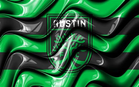 Download Wallpapers Austin Fc Flag 4k Green And Black 3d Waves Mls