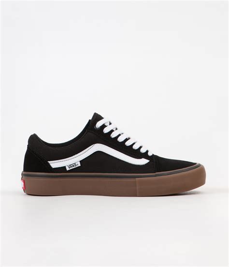 Vans Old Skool Pro Shoes Black White Medium Gum Flatspot