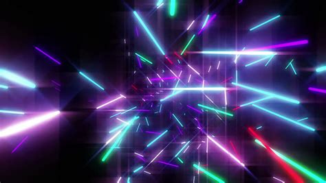 Animation Of Colorful Neon Disco Lasers Lights Moving In 3d Space
