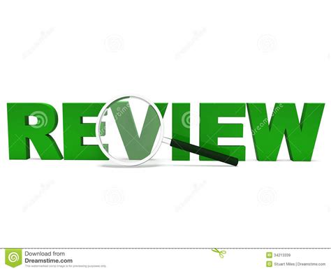 Review Word Shows Assessment Evaluating Evaluates And Reviews Stock