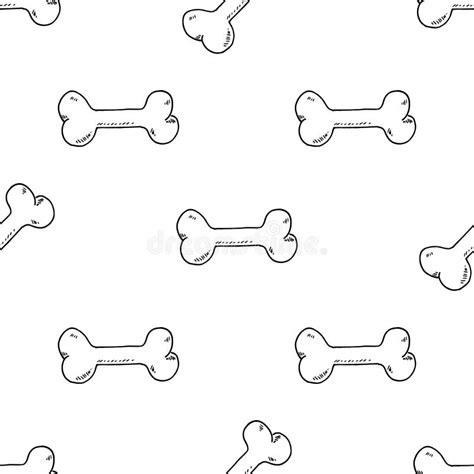Seamless Pattern Hand Drawn Dog Bone Doodle Sketch Style Icon