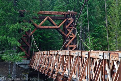 Nisqually River Wooden Suspension Bridge At Longmire Mount Rainier
