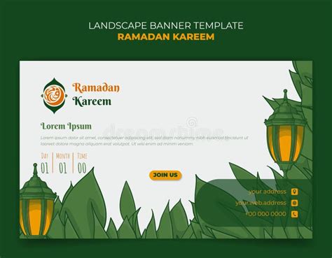 Ramadan Kareem Banner Template With Lantern And Green Leaves Background