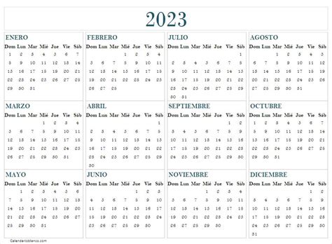 Calendario 2023 En Blanco Para Imprimir Calendario 2023 En Blanco