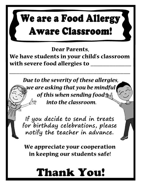 Thriving With Allergies Food Allergy Aware Letter To Parents Letter