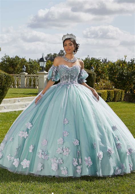 Embroidered Appliqués Quinceañera Dress With Long Sleeves Morilee