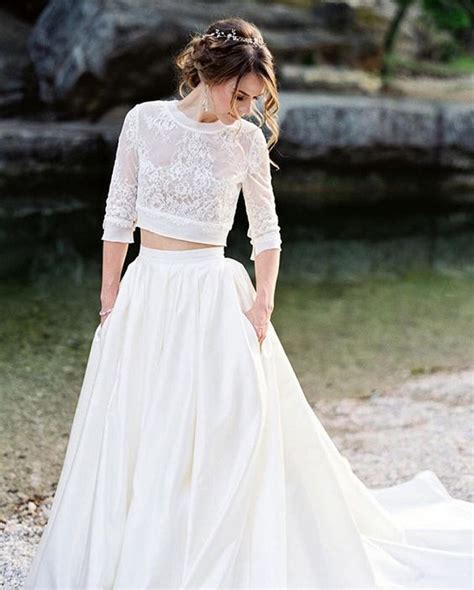 It is available in white or ivory color for your preference. 31 Trendiest Crop Top Wedding Dresses - Weddingomania