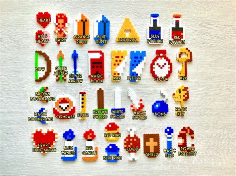 Legend Of Zelda Retro Video Game Items Art Perler Bead 8 Bit Etsy